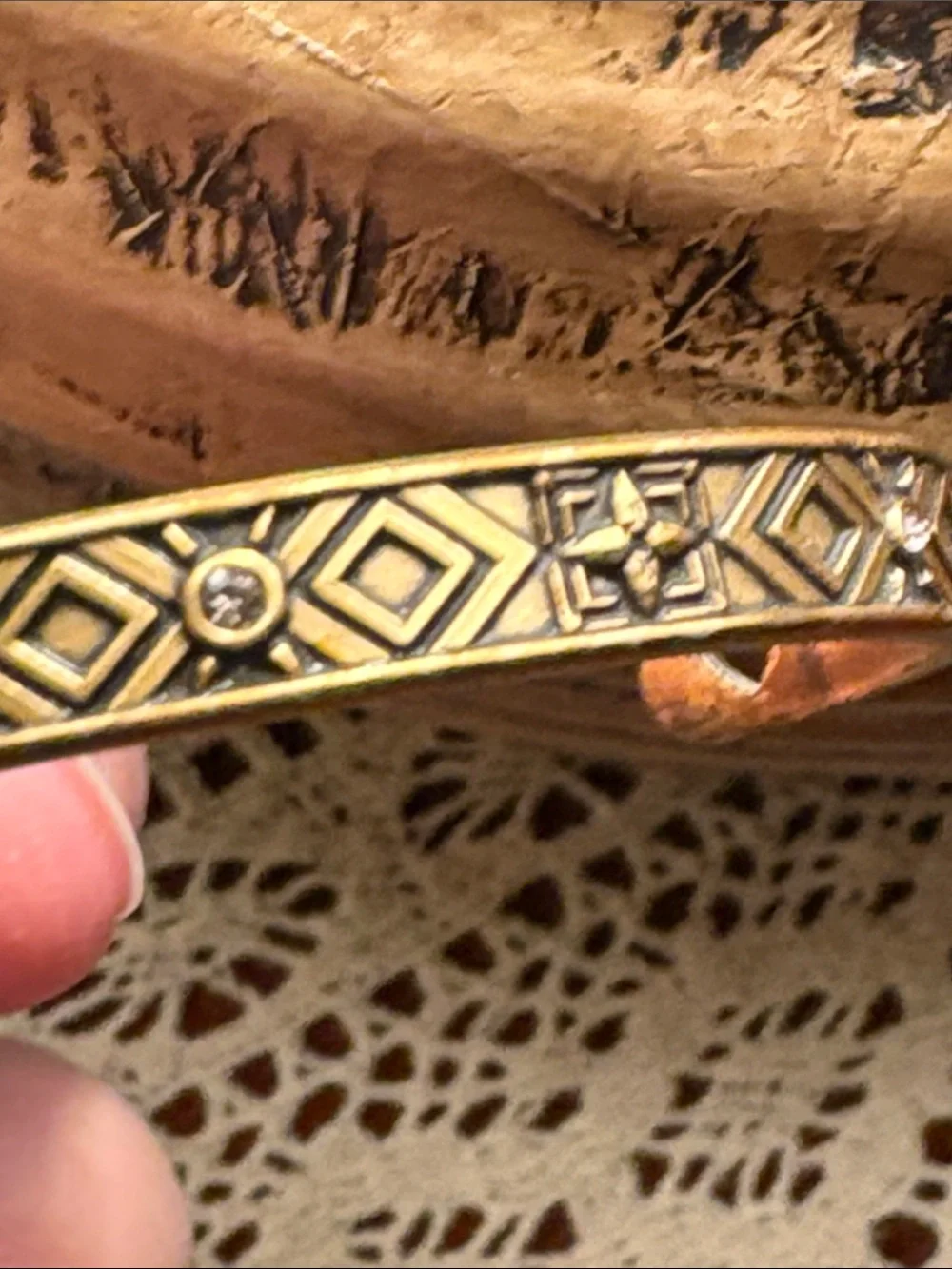 Gold-Tone Geometric Engraved Cuff Bracelet - Alex and Ani